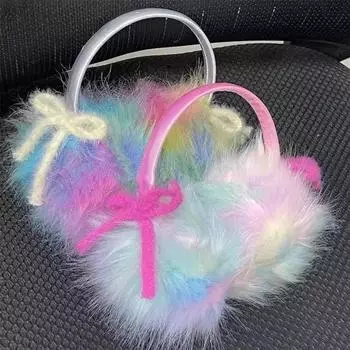 Женские плюшевые теплые наушники Harajuku Punk Y2K Girl, готические женские утепленные наушники Lolita, накладка на ухо из лисьего меха, цветная повязка на голову, ПОДАРОК