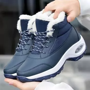 Женские плюшевые теплые зимние ботинки высокого качества, женская зимняя непромокаемая обувь, удобные ботильоны, зимняя обувь, ботинки Mujer 34 синий