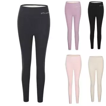 Женские плюшевые толстые наружные брюки с высокой талией для тепла и хлопкового нижнего белья в качестве основы L бежевый