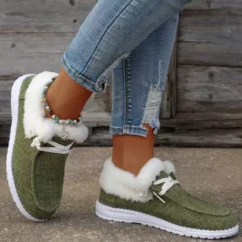 Женские плюшевые туфли без шнуровки на плоской подошве, женские элегантные новые зимние плюшевые лоферы на плоской подошве, повседневная теплая хлопковая обувь, размер 36-43 36 чёрный