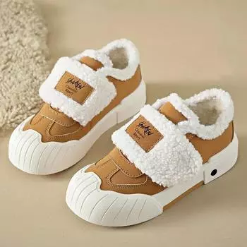 Женские плюшевые туфли для досок, зимняя корейская версия 2024, теплая студенческая хлопковая обувь, легкая удобная спортивная повседневная обувь 35 жёлтый