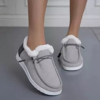 Женские плюшевые туфли на плоской подошве, женские парусиновые туфли на плоской подошве, женская осенне-зимняя новая модная удобная повседневная обувь, большие размеры 36-43 36 коричневый