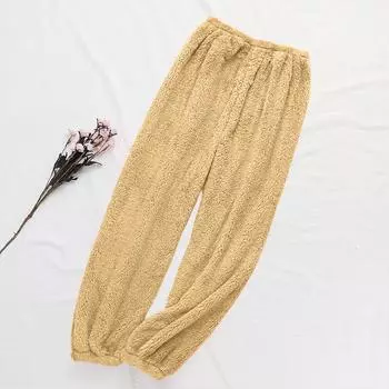 Женские плюшевые зауженные брюки Модные женские L жёлтый