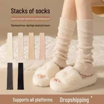 Женские плюшевые зимние носки длиной до колена и выше колена, утолщенные для тепла One Size