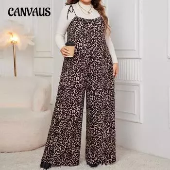 Женские подтяжки большого размера с леопардовым принтом, цельные, свободные, модные XL коричневый