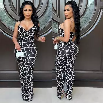 Женские подтяжки с V-образным вырезом и принтом невесты, подружки невесты, свадебные длинные платья, вечерние макси-бальные платья S чёрный