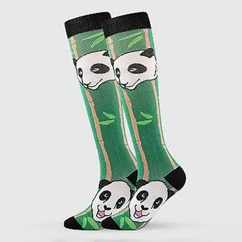 Женские поглощающие пот нейлоновые длинные компрессионные носки с мультяшным принтом для занятий спортом на открытом воздухе L зелёный