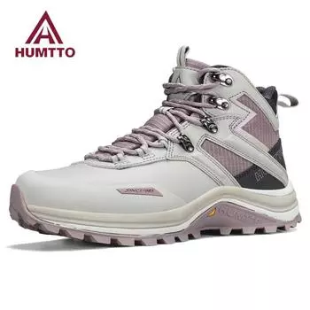 Женские походные ботинки HUMTTO с нескользящей платформой, женские ботильоны, зимние защитные кроссовки для активного отдыха, дышащая треккинговая обувь 38 чёрный