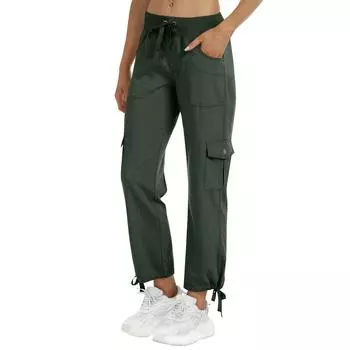 Женские походные брюки, легкие, быстросохнущие, спортивные, для путешествий, повседневные, свободные, удобные, с милыми карманами L армия зеленый