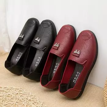 Женские походные кожаные ботинки Женские дешевые низкие туфли на плоской подошве Повседневные мокасины Обувь для отдыха Обувь на плоской подошве для мам Женские удобные мокасины 35 красный