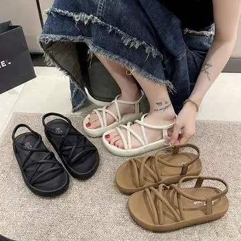 Женские походные сандалии с полым каблуком 35 белый