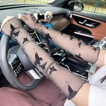Женские полиэстеровые нарукавники для улицы, чехлы для рукавов, летние, с узором бабочки, дышащие, 2 цвета