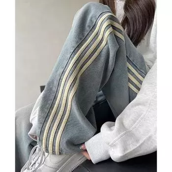 Женские полосатые джинсы с высокой талией и широкими штанинами в стиле ретро 2025 года — весенняя коллекция XL (115-125 lbs)