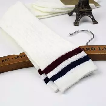 Женские полосатые хлопковые длинные носки Японские JK Черные Белые Гольфы выше колена Студентки Девушки Однотонные Длинные Гольфы Грелки для ног One Size