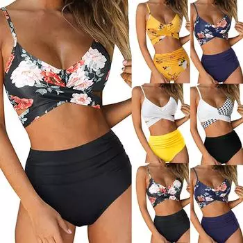 Женские полосатые комплекты бикини с подкладкой пуш-ап из 2 предметов, купальники, пляжная одежда L белый