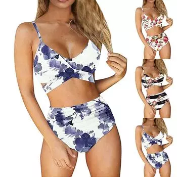 Женские полосатые комплекты бикини с подкладкой пуш-ап из 2 предметов, купальники, пляжная одежда M чёрный