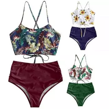 Женские полосатые комплекты бикини с подкладкой пуш-ап из 2 предметов, купальники, пляжная одежда L зелёный