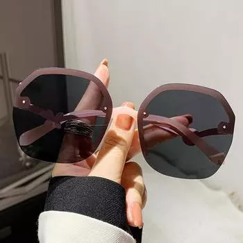 Женские поляризационные круглые модные солнцезащитные очки без оправы, солнцезащитные очки для похудения лица XY443, универсальные очки для уличного дисплея синий