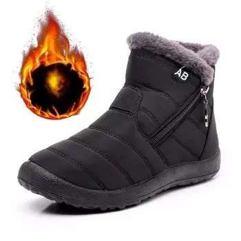 Женские полусапоги средней длины, Удобные женские зимние сапоги - Женская обувь с толстой бархатной подкладкой, Теплые полусапоги до середины икры с бархатной подкладкой 36