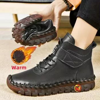 Женские полусапожки из хлопка с плоской подошвой на осень и зиму, короткие, на сухожилиях, удобные, нескользящие, а также бархатные универсальные повседневные ботинки на липучках 43 белый