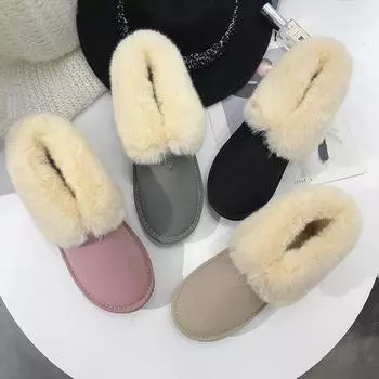 Женские полусапожки на плоской подошве, меховые сапоги, зимние теплые зимние ботинки, женские, с круглым носком, женские, из флоковой кожи, женские, ghn78 5 розовый