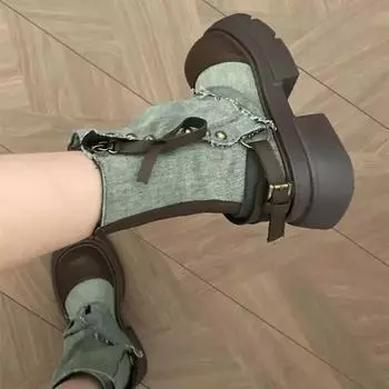 Женские полусапожки в ковбойском стиле на высоком каблуке, женские туфли до середины голени в ковбойском стиле с круглым носком, элегантные, на каблуке, шикарные, теплые, большого размера, Gyaru, популярные 35