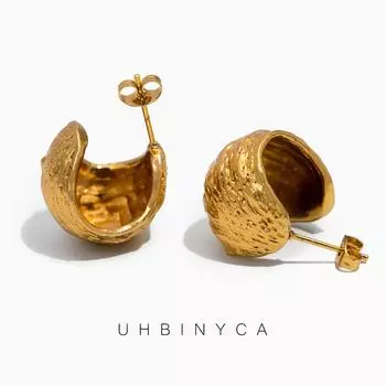 Женские полусферические геометрические серьги из нержавеющей стали, подходят для украшений для встреч и повседневного ношения. золотой