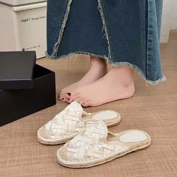 Женские полутапочки Baotou, новые летние сандалии на плоской подошве с круглой головкой, рыбацкая обувь без шнуровки для ленивых мужчин 35 грязно-белый