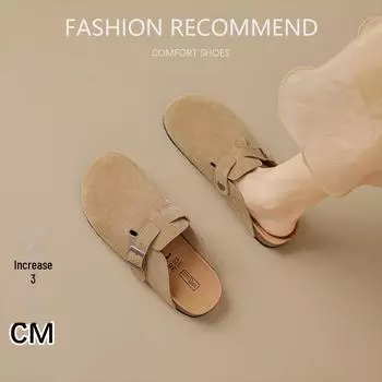 Женские полутапочки из воловьей кожи в стиле ретро 2025 года с мягкой подошвой и закрытым носком для активного отдыха весной и осенью 35