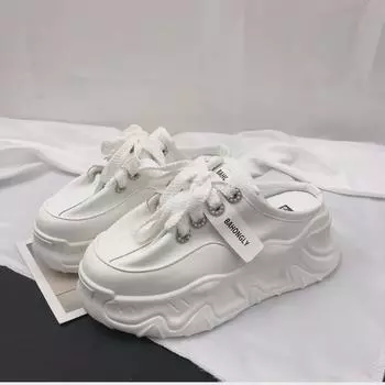 Женские полутапочки на платформе WD — модные повседневные кроссовки на толстой подошве в стиле ленивого папы 39