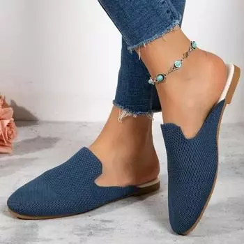 Женские полутапочки с острым носком, осень 2024, новые женские повседневные прогулочные туфли без шнуровки на плоской подошве, женская легкая нескользящая повседневная обувь 36 абрикосовый