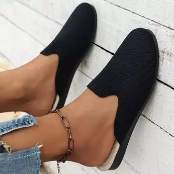 Женские полутапочки с острым носком, осенние новые женские повседневные прогулочные туфли без шнуровки на плоской подошве, женская легкая нескользящая повседневная обувь 43 зелёный