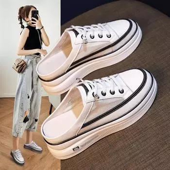 Женские полутапочки, сандалии на платформе, женские удобные кроссовки без застежек, модные мюли, походные сандалии для женщин, туфли на плоской подошве для отдыха на открытом воздухе 35