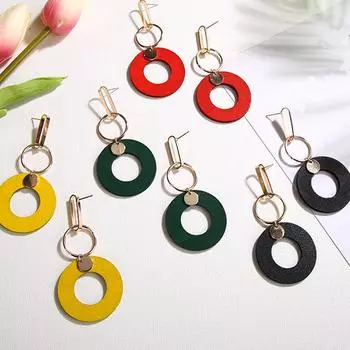 Женские полые деревянные серьги с подвесками, женские геометрические серьги, классические простые