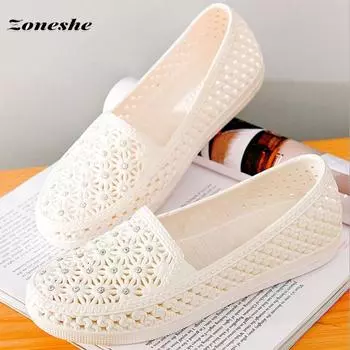 Женские полые дышащие туфли-туфли из желе сандалии Женские полые прозрачные туфли на плоской подошве с открытым носком Летние модельные туфли 36 розы красного