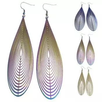 Женские полые многоцветные капли воды, висячие серьги-крючки, ювелирные изделия, подарок золотистый