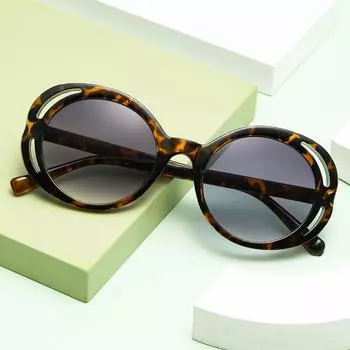Женские полые модные винтажные модные солнцезащитные очки с круглой оправой, безрамочные очки UV 400
