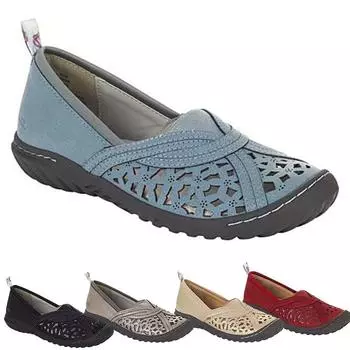 Женские полые противоскользящие туфли, балетки, удобная обувь на мягкой подошве 35 чёрный