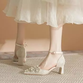 Женские полые сандалии Baotou во французском стиле, новые туфли с острым носком, женские туфли на толстом каблуке, не утомляющие ноги, высокие каблуки 34