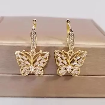 Женские полые серьги-капли золотого цвета, новинка 2023 года, модные серьги с белым кристаллом и цирконием, роскошные вечерние ювелирные аксессуары золотой