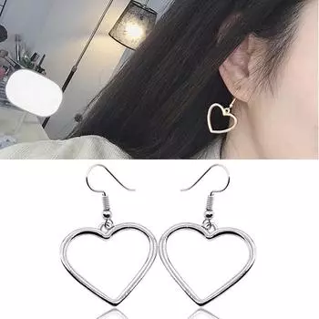 Женские полые серебряные, золотые серьги с сердцем любви, новые серьги-капли, модные вечерние простые свадебные украшения, подарки, элегантные 1 пара ручной работы золотой