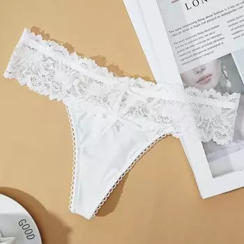 Женские полые стринги с крестообразным ремнем, кружевные бесшовные трусики с промежностью, хлопковые трусы, летнее быстросохнущее нижнее белье M белый