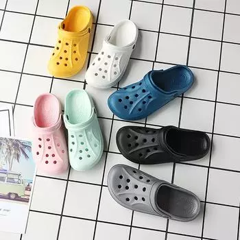 Женские полые тапочки из ЭВА, однотонные легкие садовые тапочки с закрытым носком, сандалии для дома и улицы 37 светло-зеленый