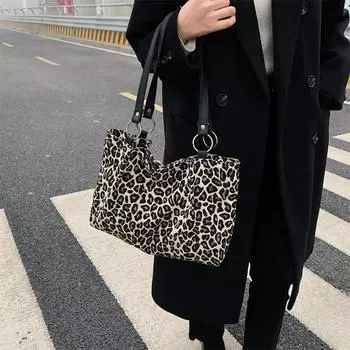 Женские популярные сумки, сумки через плечо с леопардовым принтом большой емкости, новые модные сумки-тоут, сумки для покупок и путешествий, холщовые сумки