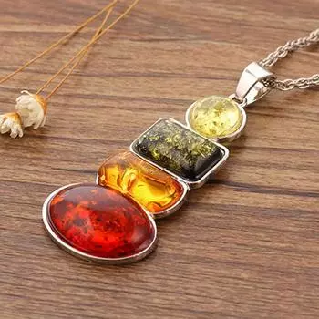 Женские посеребренные янтарные вечерние ожерелья, серьги, комплекты ювелирных изделий, подарок