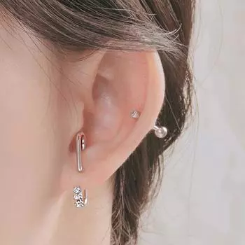 Женские посеребренные серьги S925 с двумя костяными серьгами. Легкие роскошные одиночные, милые, индивидуальные J-образные серьги с изогнутыми крючками, супер блестящие серьги.