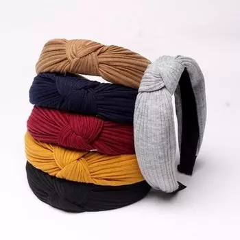 Женские повязки для волос, модные винтажные вязаные витые повязки на голову с узлом, широкие повязки для волос, аксессуары, 1 шт. 1 pc чёрный