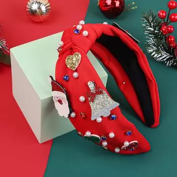 Женские повязки на голову для рождественской вечеринки, мультяшный лось, дерево, хрустальная повязка для волос, жемчужная повязка на голову, рождественский подарок, аксессуары для волос