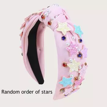 Женские повязки на голову с жемчугом и кристаллами, Повязки на голову с блестящими звездами для девочек, Праздничные повязки для волос с сердечками, Детские аксессуары для волос