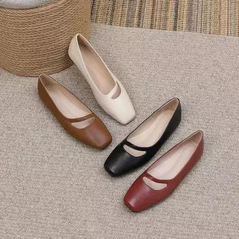 Женские повседневные балетки, мокасины из искусственной кожи, туфли-лоферы с квадратным носком, удобные деловые, офисные, нарядные, прогулочные туфли для женщин 35 чёрный
